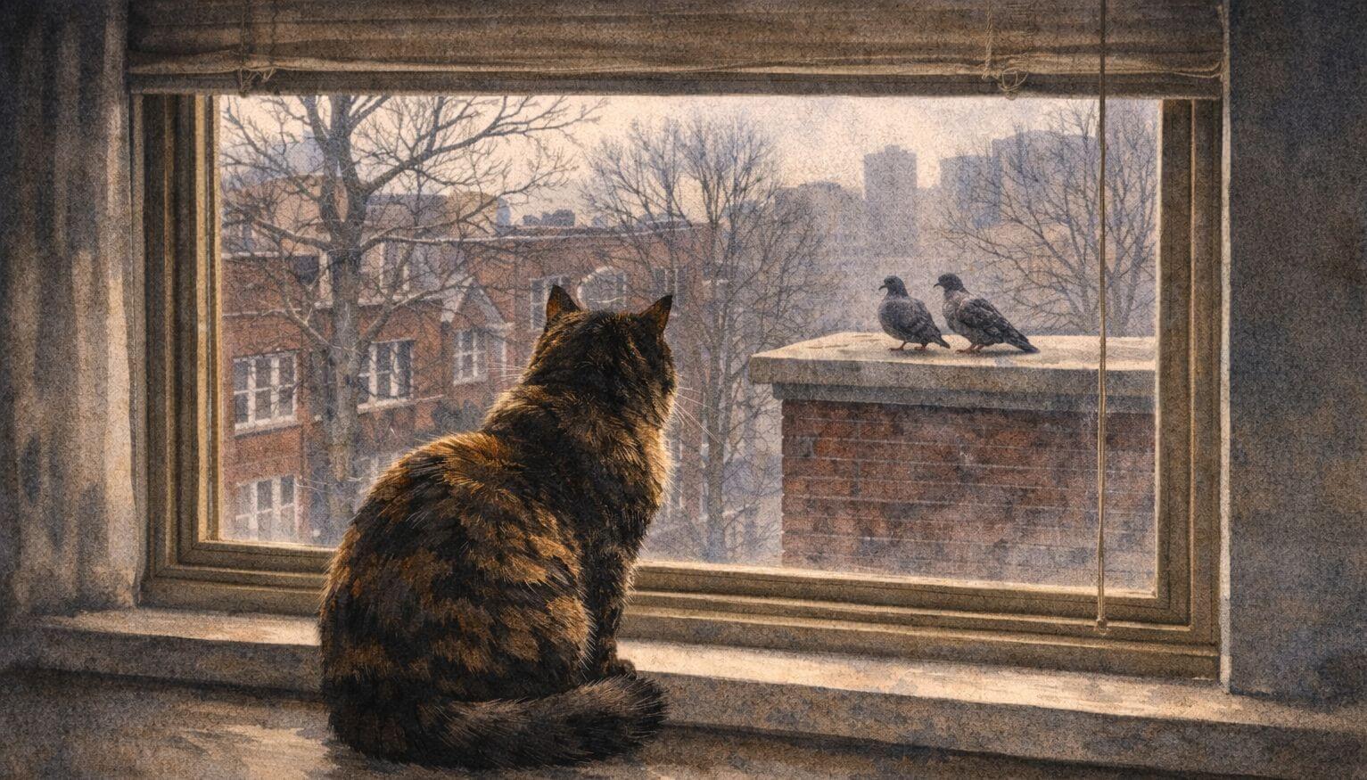 Gerald Neckring on a Chicago rooftop chimney at dawn